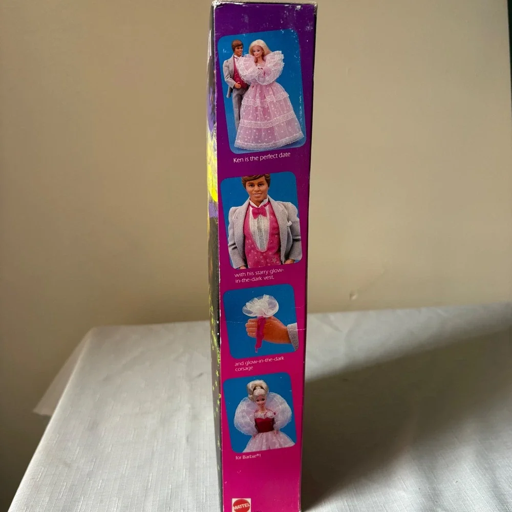Vintage 1985 Mattel Dream Glow Ken Doll 2250 NIB Glow in the Dark Vest Corsage